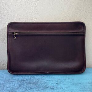 Vintage Coach Mahogany Brown Leather Zippered Large Clutch 9834